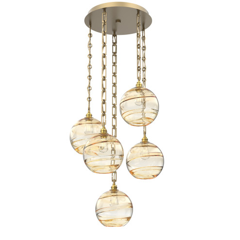 Terra Five Light Pendant in Gilded Brass (404|CNB0047-05-GB-OA-CH3-E2)