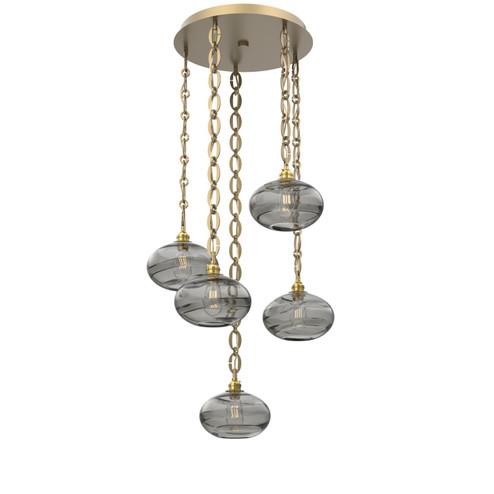 Coppa Five Light Pendant in Gilded Brass (404|CNB0036-05-GB-OS-CH2-E2)