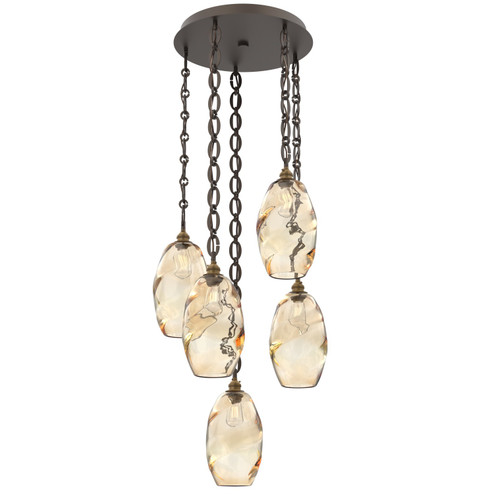 Ellisse Five Light Pendant in Flat Bronze (404|CNB0035-05-FB-OA-CH2-E2)