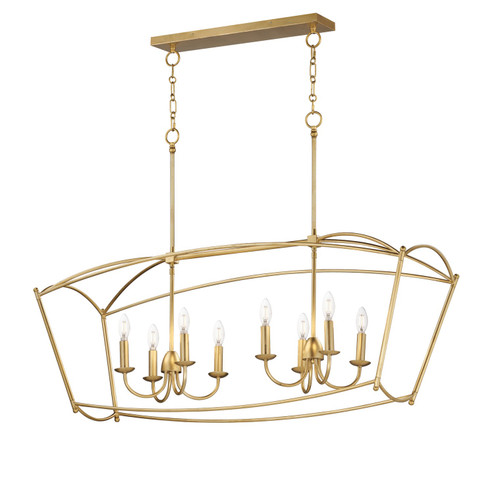 Plumette Eight Light Linear Pendant in Gold Leaf (16|12169GL)