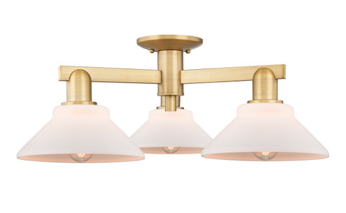 Arcadia Three Light Semi-Flush Mount in Brushed Brass (405|716-3F-BB-G131)