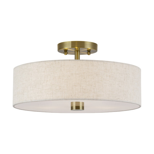 Monroe Three Light Semi-Flush Mount in Antique Brass (107|52135-01)