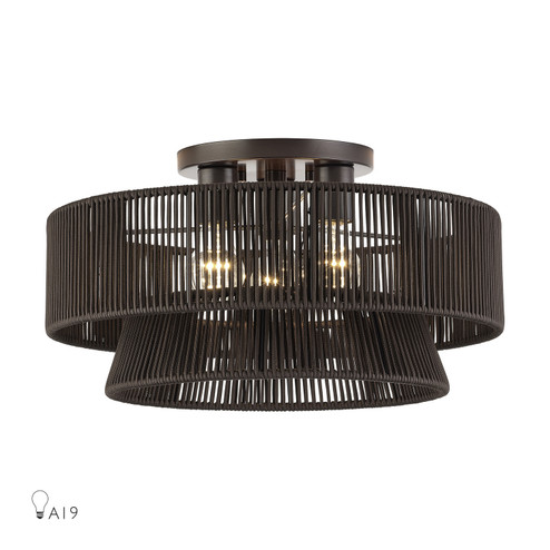Florell Three Light Semi-Flush Mount in English Bronze (107|49147-92)