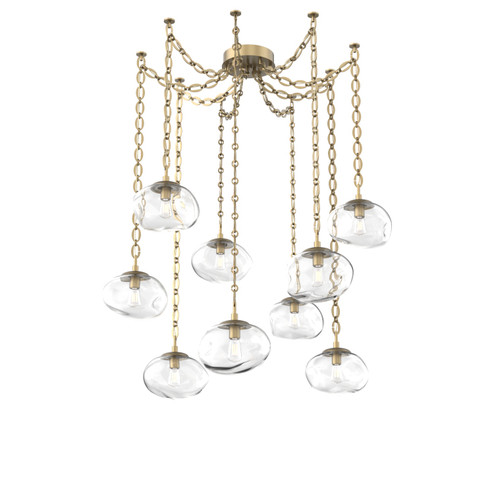 Nova Bulb Nine Light Pendant in Gilded Brass (404|SNB0064-09-GB-C-CH2-E2)