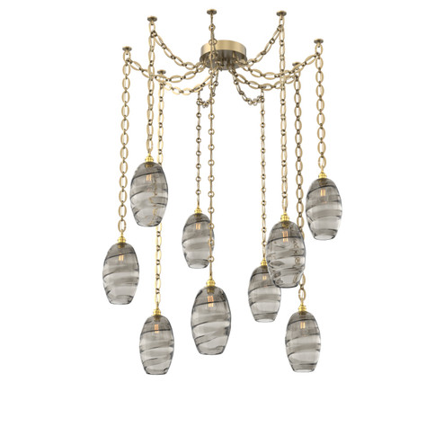 Ellisse Nine Light Pendant in Gilded Brass (404|SNB0035-09-GB-OS-CH2-E2)