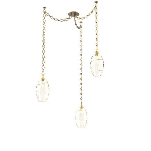 Ellisse Three Light Pendant in Gilded Brass (404|SNB0035-03-GB-OA-CH1-E2)