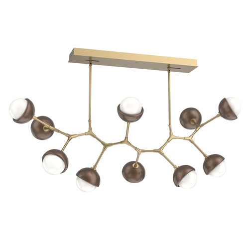 Cabochon LED Linear Suspension in Gilded Brass (404|PLB0093-BC-GB-WL-001-L3-BB)