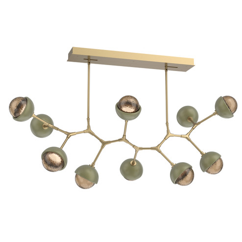 Cabochon LED Linear Suspension in Gilded Brass (404|PLB0093-BC-GB-B-001-L1-GE)
