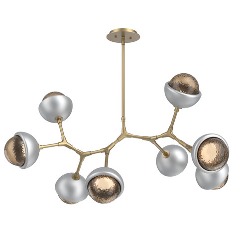 Cabochon LED Linear Suspension in Gilded Brass (404|PLB0093-BB-GB-B-001-L3-CS)