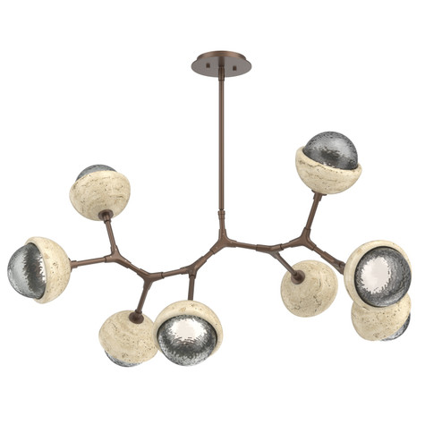 Cabochon LED Linear Suspension in Burnished Bronze (404|PLB0093-BB-BB-S-001-L3-TR)