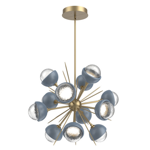 Cabochon LED Chandelier in Gilded Brass (404|CHB0093-0A-GB-C-001-L3-BU)