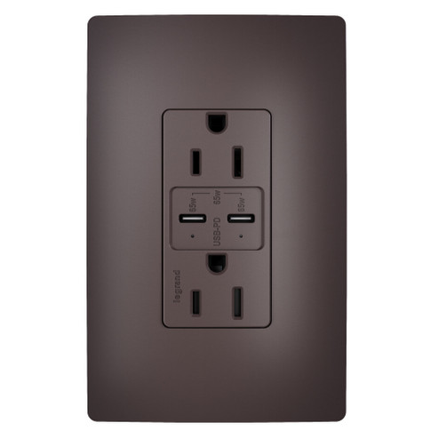 radiant 65W USB Outlet, Type C, 15A, Tamper-Resistant in Brown (246|R26USBPD65)