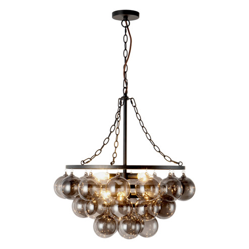 Faye Six Light Chandelier in Matte Black/Smoked Solid Glass (452|CH654624MBSM)
