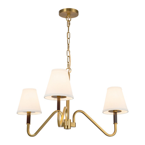 Sloan Three Light Chandelier in Brushed Gold/White Linen (452|CH445330BGWL)