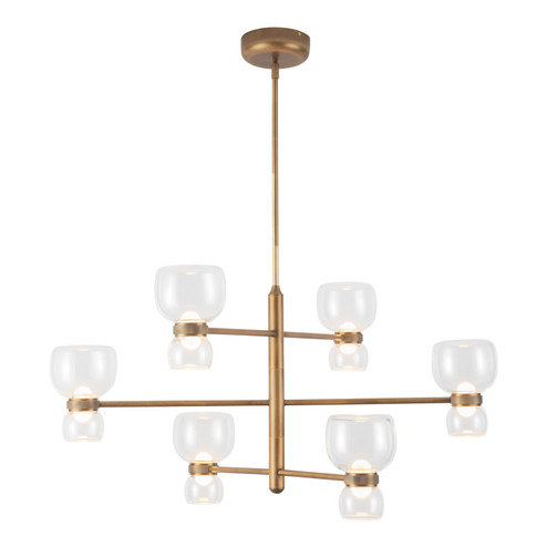 Sutton LED Chandelier in Vintage Brass/Clear Glass (452|CH310336VBCL)