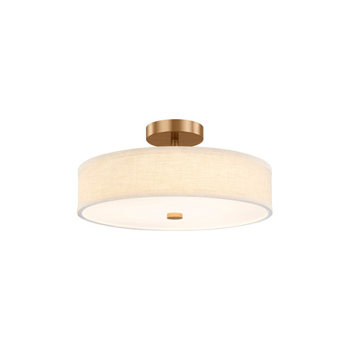 Textile LED Semi-Flush Mount in Brushed Brass (102|FAB-9301-CREM-BRSS)