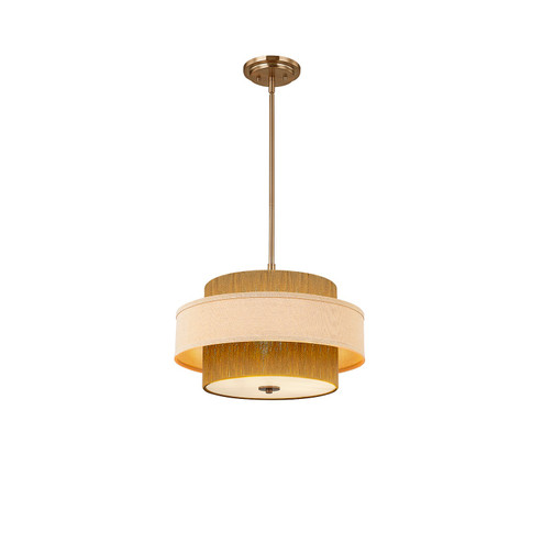 Textile Three Light Pendant in Brushed Brass (102|FAB-9027-CREM-BRSS)