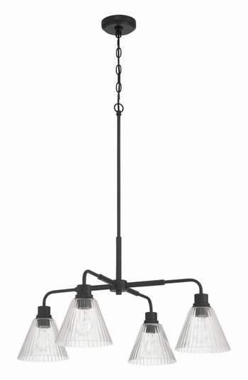 Pleated Four Light Chandelier in Flat Black (46|61124-FB)