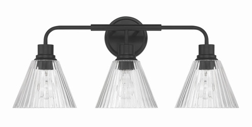 Pleated Three Light Vanity in Flat Black (46|61103-FB)