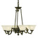 Napoleonic Six Light Chandelier in Mahogany Bronze w/White Marble Glass Shade (8|7886 MB/WH)