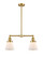 Franklin Restoration Two Light Island Pendant in Satin Gold (405|209-SG-G61)
