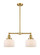 Franklin Restoration Two Light Island Pendant in Satin Gold (405|209-SG-G71)