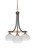 Paramount Three Light Chandelier in Matte Black & Brass (200|3413-MBBR-212)