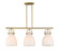 Downtown Urban Three Light Island Pendant in Brushed Brass (405|410-3I-BB-G412-10WH)