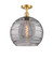 Ballston One Light Semi-Flush Mount in Satin Gold (405|516-1C-SG-G1213-14SM)