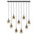 Portinatx Nine Light Linear Chandelier in Satin Black with Hammered Gold (51|1-2185-9-103)