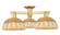 Arcadia Three Light Semi-Flush Mount in Brushed Brass (405|716-3F-BB-NBD2-9-NAT)