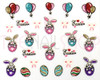 3D Easter Coloured Glitter Nail Sticker Collection - Set No. #5 (Bunnies in Eggs, Bows & Balloons)