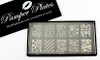 Pamper Plates Professional Nail Stamping Plates - Design #30 (Shattered Glass, Lines & Floral Mendala Designs)