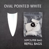 Refill Tips - White Pointed Oval French Well-less Nail Tips (50PCS)