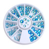 Rainbow Aquamarine Blue Flatback Round Rhinestone Crystal Nail Art Wheel (240PCS) - 9 Different Sizes