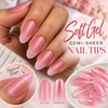 Medium Oval Pink Full Cover Etched Press On Gel Nail Tips (Box of 504PCS, 10 Sizes)