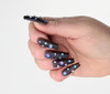 NEW Full Nail Cover Coffin Press On Soft Gel Nail Tips - Black Jelly Tips with Clear Mermaid Tears