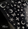 Moxie Ultra Thin Flexible Nail Art Stickers - White Astrology (Stars & Moons)