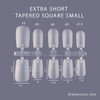 Moxie Extra Short Tapared Square Nail Tips - Small Size Dimensions