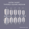 Moxie Extra Short Tapared Square Nail Tips - Medium Size Dimensions