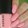 Hanami Nail Polish - April Sun In Cuba 15ml colour is Apricot pink, vegan and cruelty free, breathable and Australian made. Example of use.