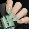 Hanami Nail Polish - Branches 15ml colour is Pale moss green, vegan and cruelty free, breathable and Australian made. Example of use.