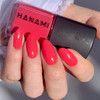 Hanami Nail Polish - Call Back 15ml colour is Coral watermelon red, vegan and cruelty free, breathable and Australian made. Example of use.