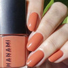 Hanami Nail Polish - Flame Trees 15ml colour is Soft rust orange, vegan and cruelty free, breathable and Australian made. Example of use.