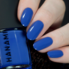 Hanami Nail Polish - Nocture 15ml colour is Rich denim blue, vegan and cruelty free, breathable and Australian made. Example of use.