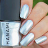 Hanami Nail Polish - Reflektor 15ml colour is Silver chrome, vegan and cruelty free, breathable and Australian made. Example of use.
