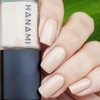 Hanami Nail Polish - Soft Delay 15ml colour is Soft nude beige, vegan and cruelty free, breathable and Australian made. Example of use.