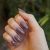 Hanami Nail Polish - Stormy Weather 15ml colour is Mauve brown, vegan and cruelty free, breathable and Australian made. Example of use.