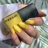 Hanami Nail Polish - Sun Daze 15ml colour is Bright lemon yellow, vegan and cruelty free, breathable and Australian made. Example of use.