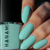 Hanami Nail Polish - The Bay 15ml colour is mint blue, vegan and cruelty free, breathable and Australian made. Example of use.